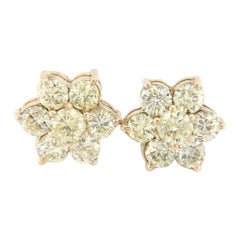 2.30ctw Diamond Flower Earrings in 10K Yellow Gold