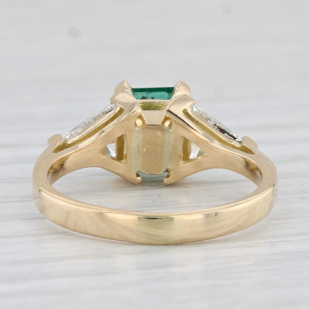 Octagon Cut 2.30ctw Emerald Cut Emerald Diamond Ring 18k Yellow Gold Size 7.5 Engagement GIA For Sale