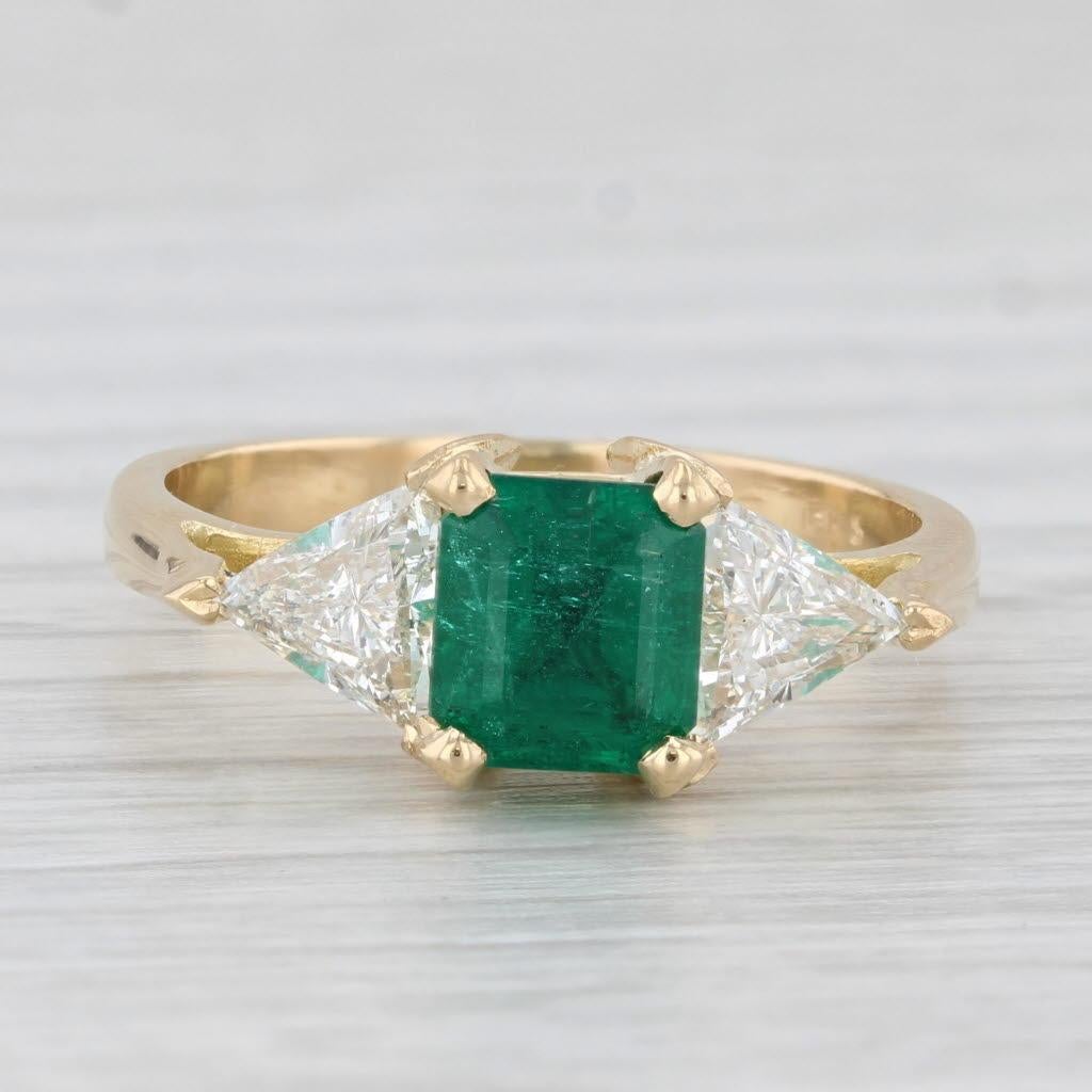 2.30ctw Emerald Cut Emerald Diamond Ring 18k Yellow Gold Size 7.5 Engagement GIA In Good Condition For Sale In McLeansville, NC
