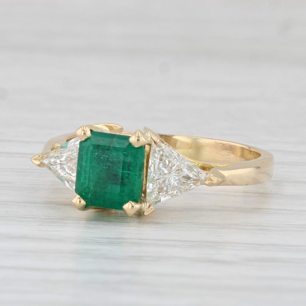 2.30ctw Emerald Cut Emerald Diamond Ring 18k Yellow Gold Size 7.5 Engagement GIA For Sale 1