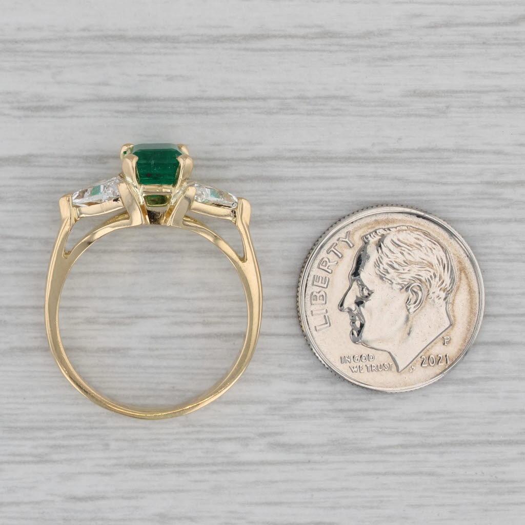2.30ctw Emerald Cut Emerald Diamond Ring 18k Yellow Gold Size 7.5 Engagement GIA For Sale 2
