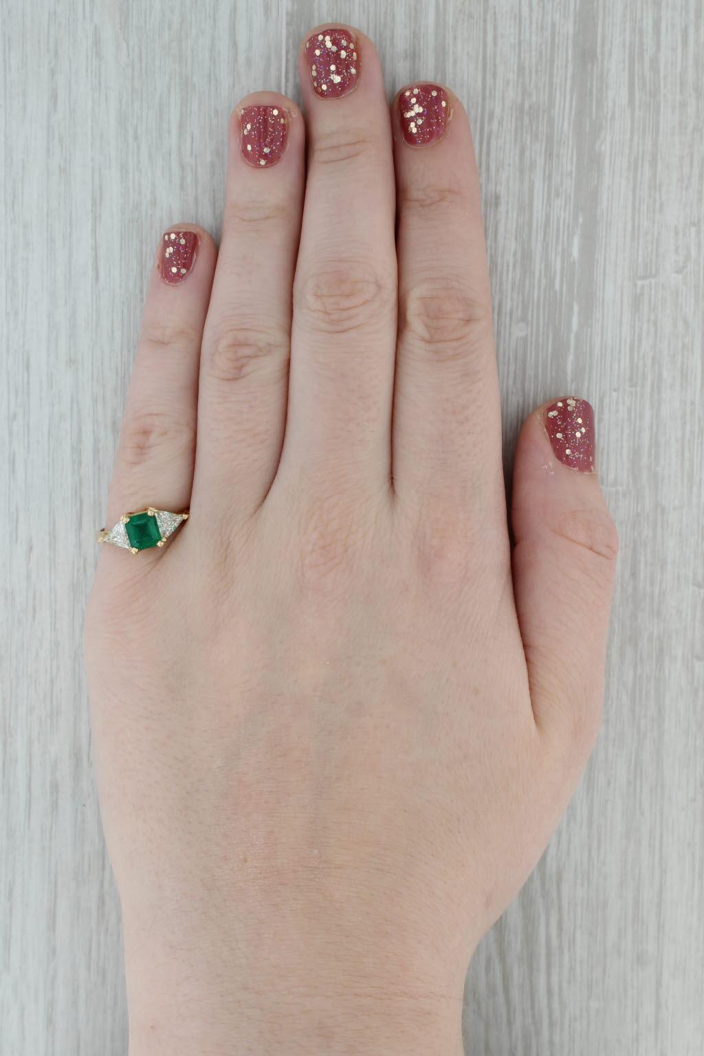 2.30ctw Emerald Cut Emerald Diamond Ring 18k Yellow Gold Size 7.5 Engagement GIA For Sale 4