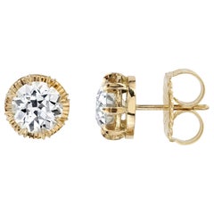 2.30 Carat L/VS1 GIA Certified Old European Cut Diamonds in 18 Karat Gold Studs