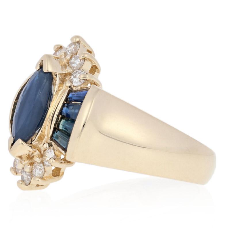 2.30ctw Marquise Cut Sapphire & Diamond Ring, 14k Yellow Gold 2