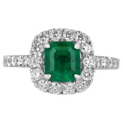 2.30tcw AAA+ Colombian Emerald-Asscher Cut & Diamond Halo Engagement Ring