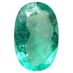 2.31 Carat 12x7.5 Elongated Green Colombian Emerald - Oval Cut May Gemstone
