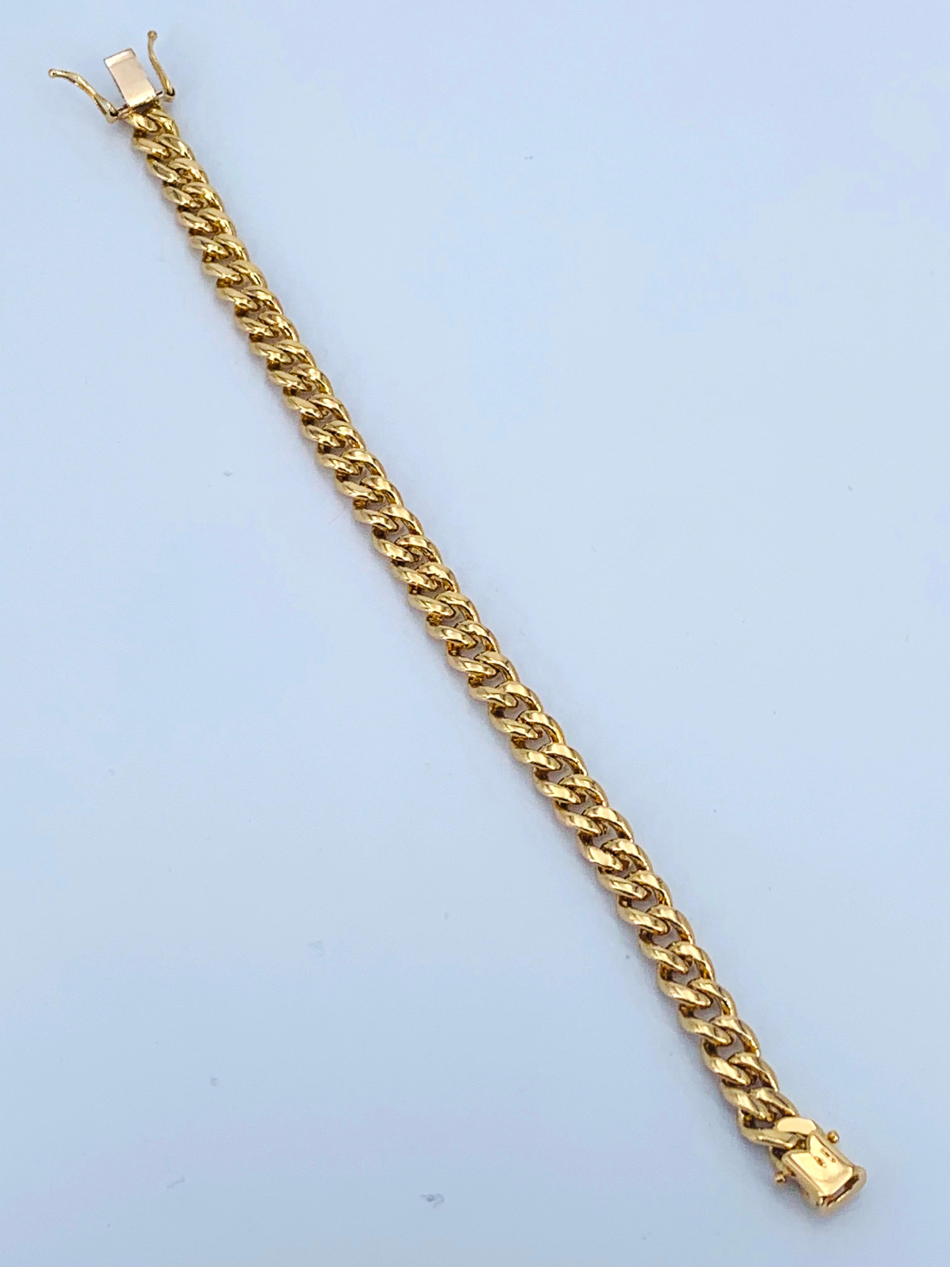 Artisan 2.31 Carat 18Kt Yellow Gold Full Pave Unisex Groumette Tennis Bracelet For Sale