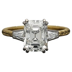 2.31 Carat Asscher Statement Brilliant White 14K Yellow Gold Modern Nobility