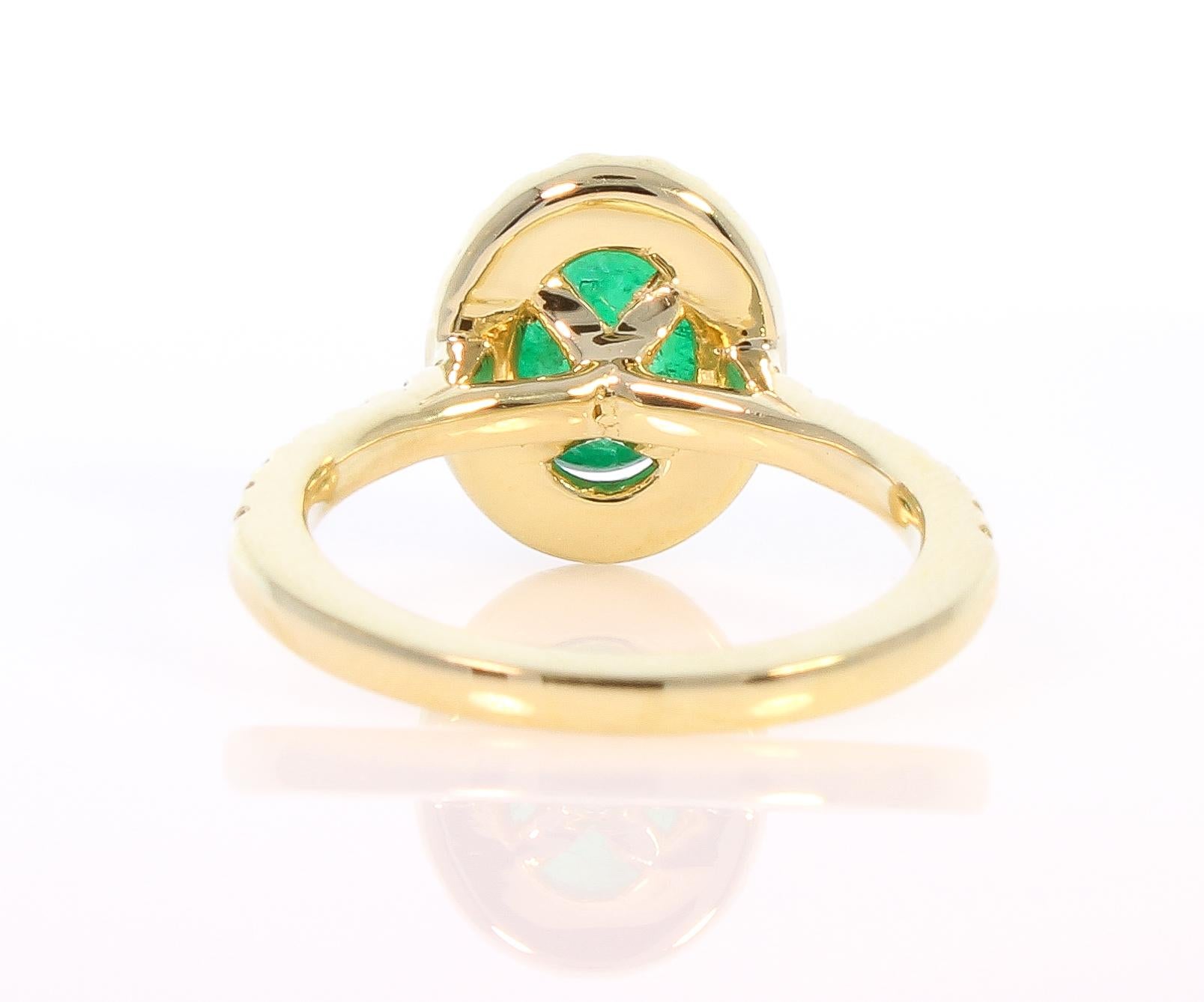 2.31 Carat Cabochon Emerald and Diamond Cocktail Ring in 18 Karat Yellow Gold 2