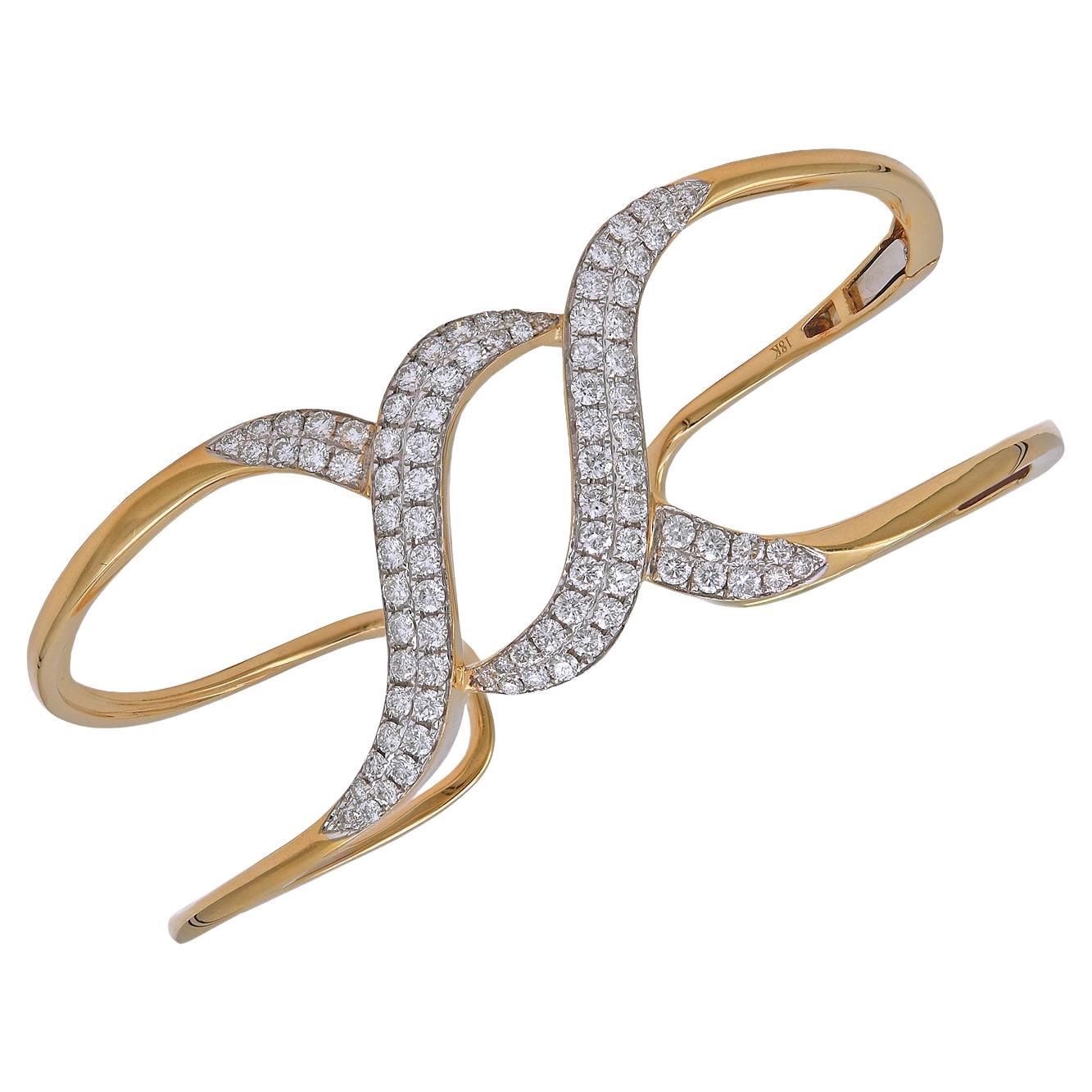 2.31 Carat Diamond Pave 18kt Rose Gold Bracelet For Sale
