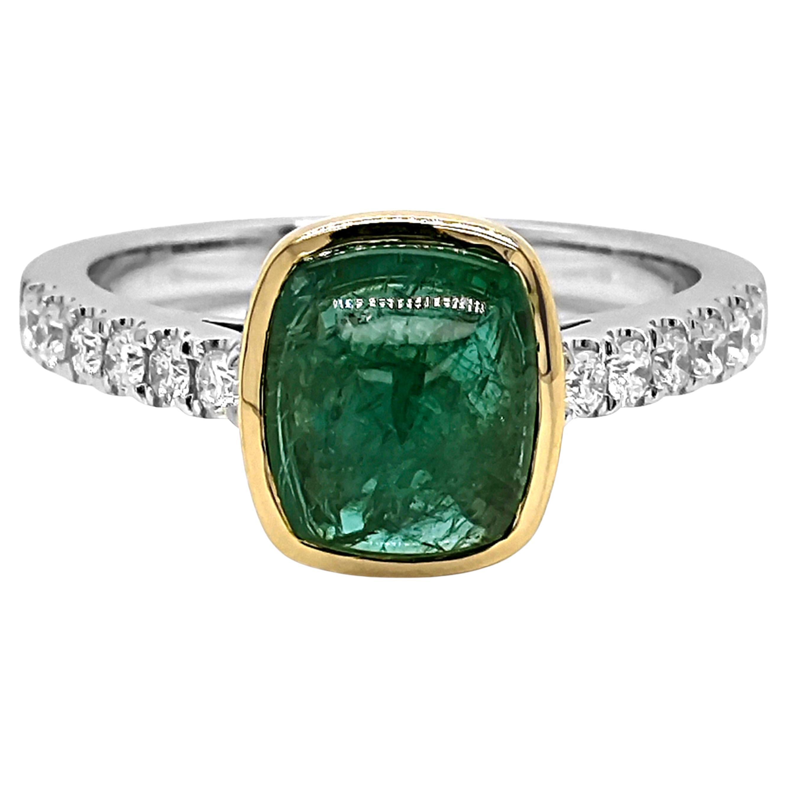 2.31 Carat Emerald and White Diamond White and Yellow Gold Ring