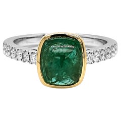 2.31 Carat Emerald and White Diamond White and Yellow Gold Ring