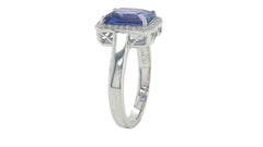 2.31 Carat Emerald Cut Tanzanite Diamond Halo Ring 14K White Gold