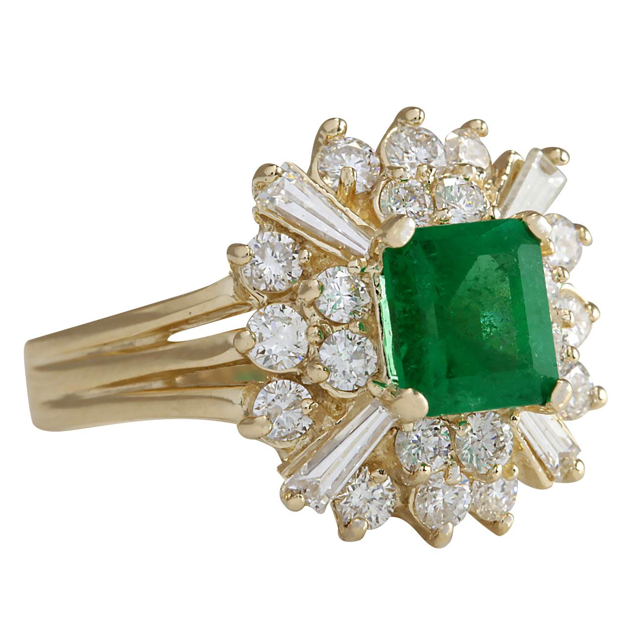 2.31 Carat Natural Emerald 14 Karat Yellow Gold Diamond Ring
Stamped: 14K Yellow Gold
Total Ring Weight: 5.6 Grams
Total Natural Emerald Weight is 1.16 Carat (Measures: 6.50x6.50 mm)
Color: Green
Total Natural Diamond Weight is 1.15 Carat
Color: