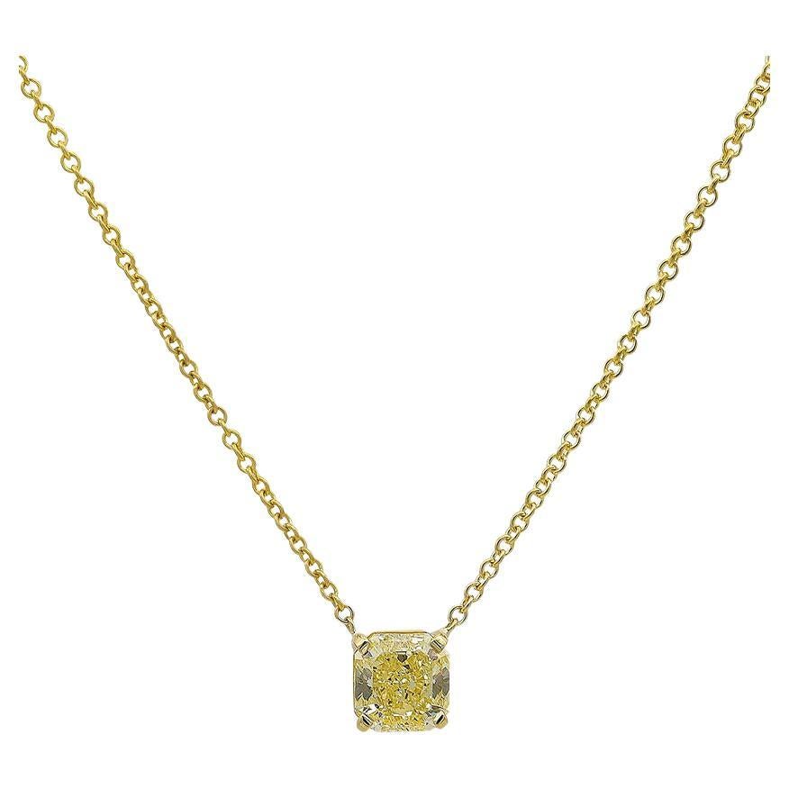 2.31 Carat Natural Fancy Yellow Diamond Solitaire Necklace For Sale