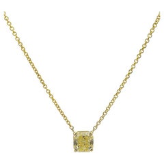 2.31 Carat Natural Fancy Yellow Diamond Solitaire Necklace