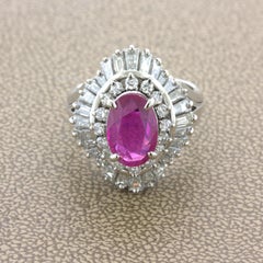 2,31 Karat No-Heat Burmese Ruby Diamond Platinum Ballerina Ring, AIGS zertifiziert
