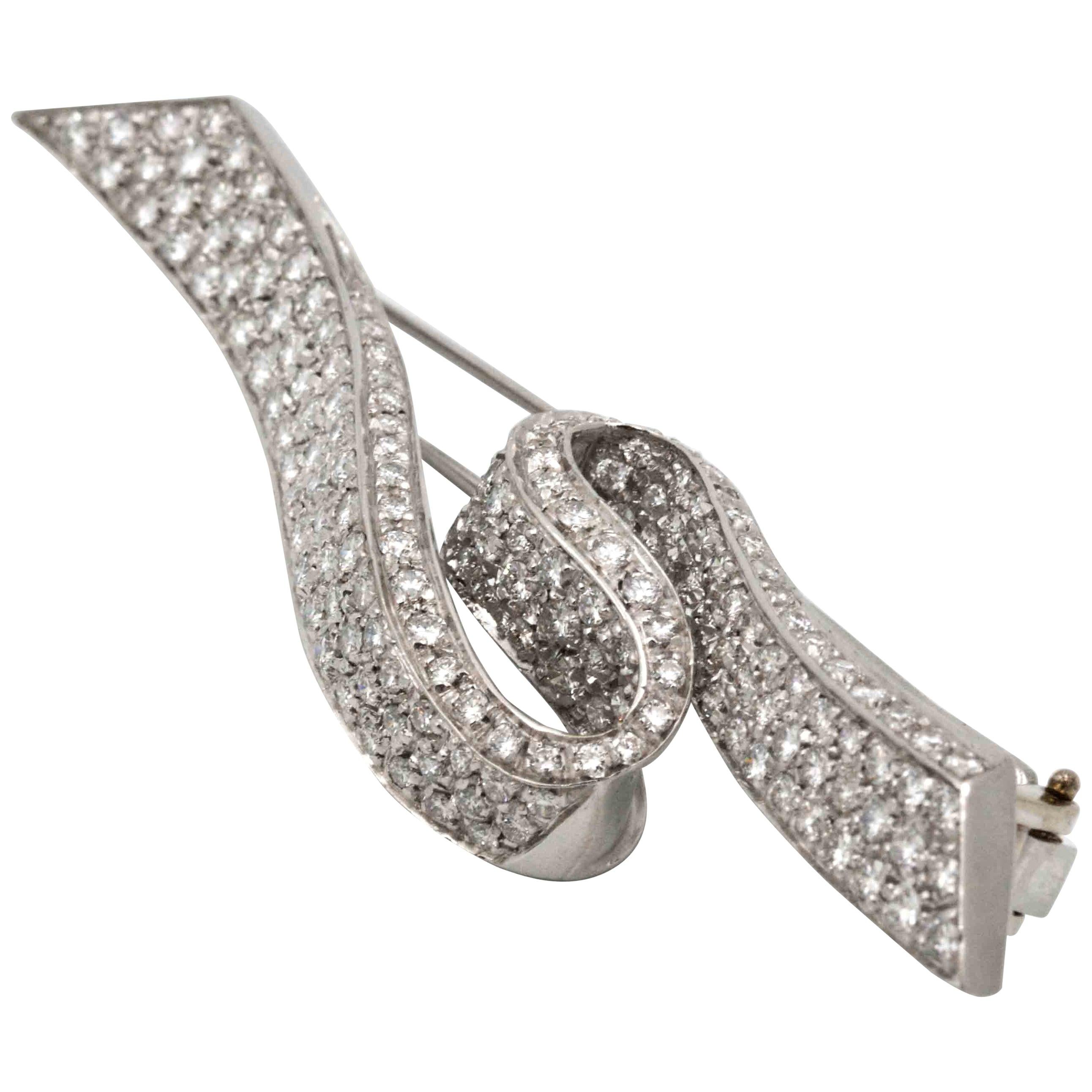 2.31 Carat Pave Diamond Tagliatelle Platinum and 18 Karat White Gold ...