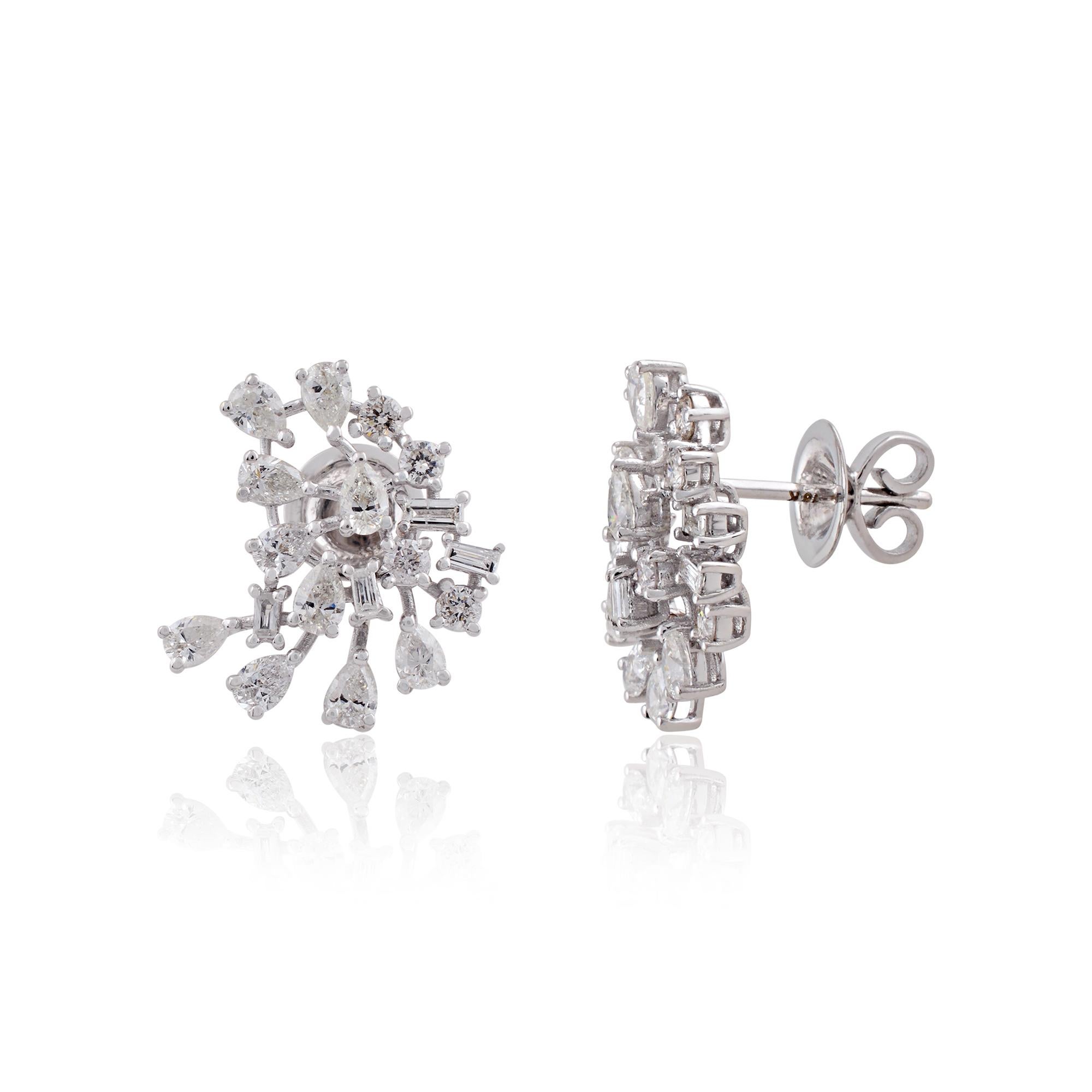 Item Code :- SEE-1455 (14K)
Gross Weight :- 4.42 gm
14k White Gold Weight :- 3.96 gm
Diamond Weight :- 2.31 carat  ( AVERAGE DIAMOND CLARITY SI1-SI2 & COLOR H-I )
Earrings Size :- 17x15 mm approx.
✦ Sizing
.....................
We can adjust most