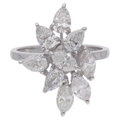 2.31 Carat Pear Marquise Diamond Ring Solid 14 Karat White Gold Handmade Jewelry