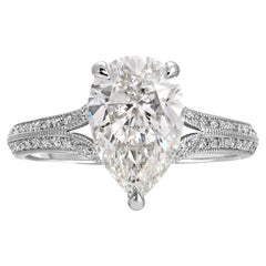 2.31 Carat Pear Shape Diamond set in a 14k White Gold Engagement ring
