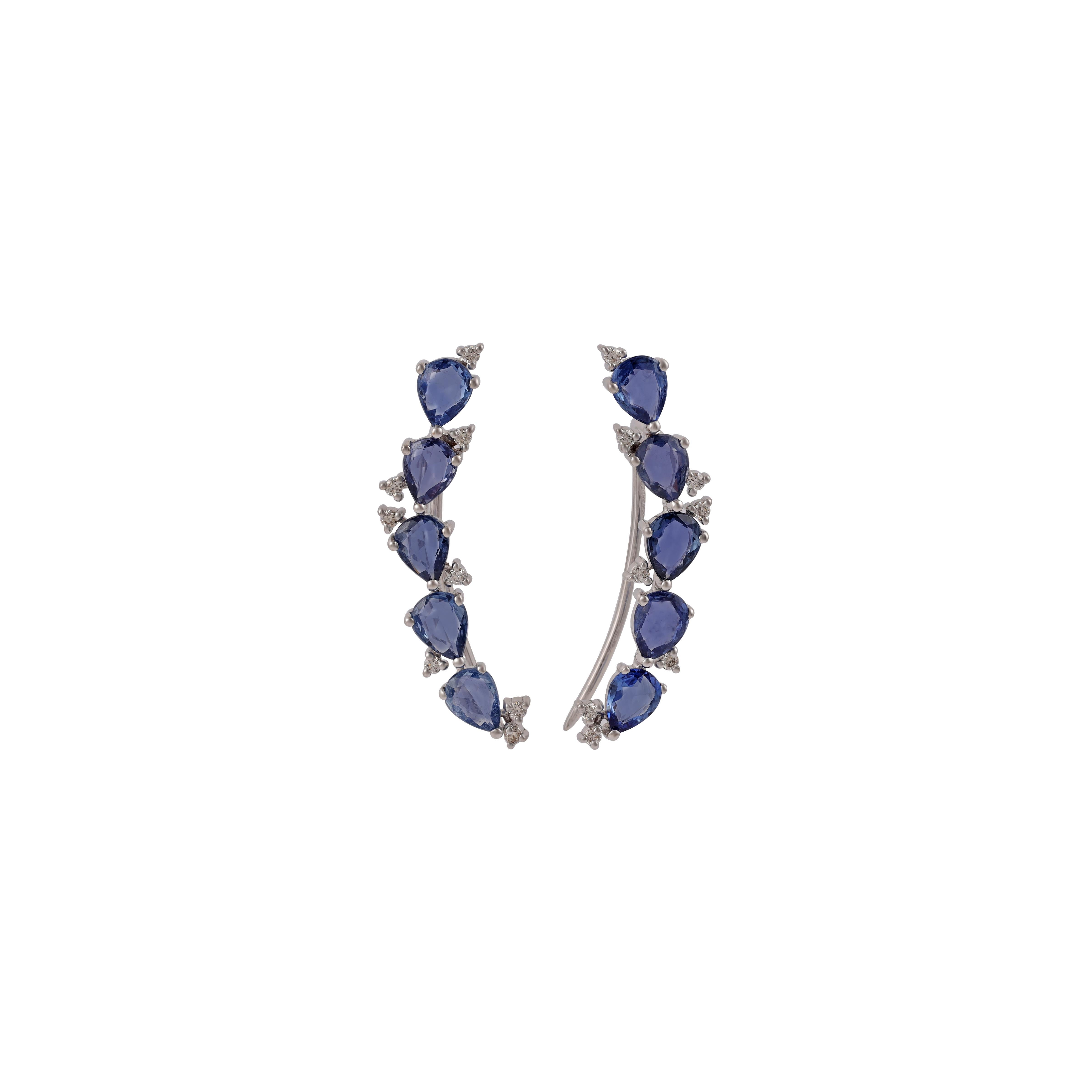 2.31 Carat Real Sapphire Ear  Climber 18k White Gold & Diamonds

A classy and chic 18k white gold ear climber for a truly elegant look. Embellished with 10 natural Sapphire , this beautifully handcrafted earring will upgrade your everyday style and