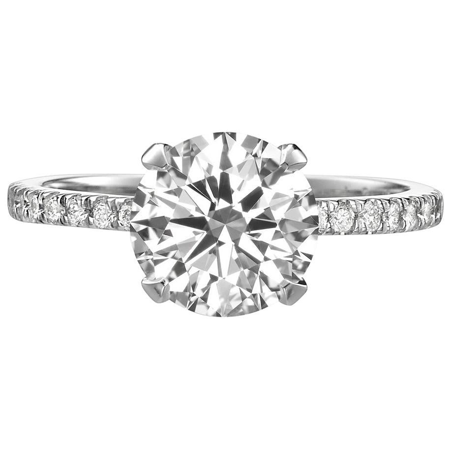 2.31 Carat Round Brilliant Cut Diamond Engagement Ring on 18 Karat White Gold For Sale