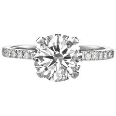 2.31 Carat Round Brilliant Cut Diamond Engagement Ring on 18 Karat White Gold