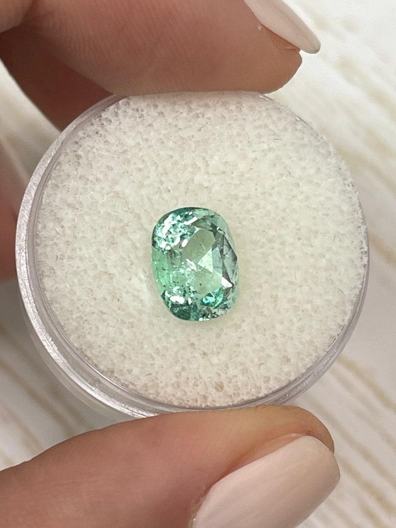 2.31 Carat Seafoam Green Colombian Emerald - Elongated Cushion Cut Genuine Gem In New Condition For Sale In Jupiter, FL