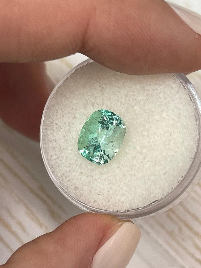 Women's 2.31 Carat Seafoam Green Colombian Emerald - Elongated Cushion Cut Genuine Gem For Sale