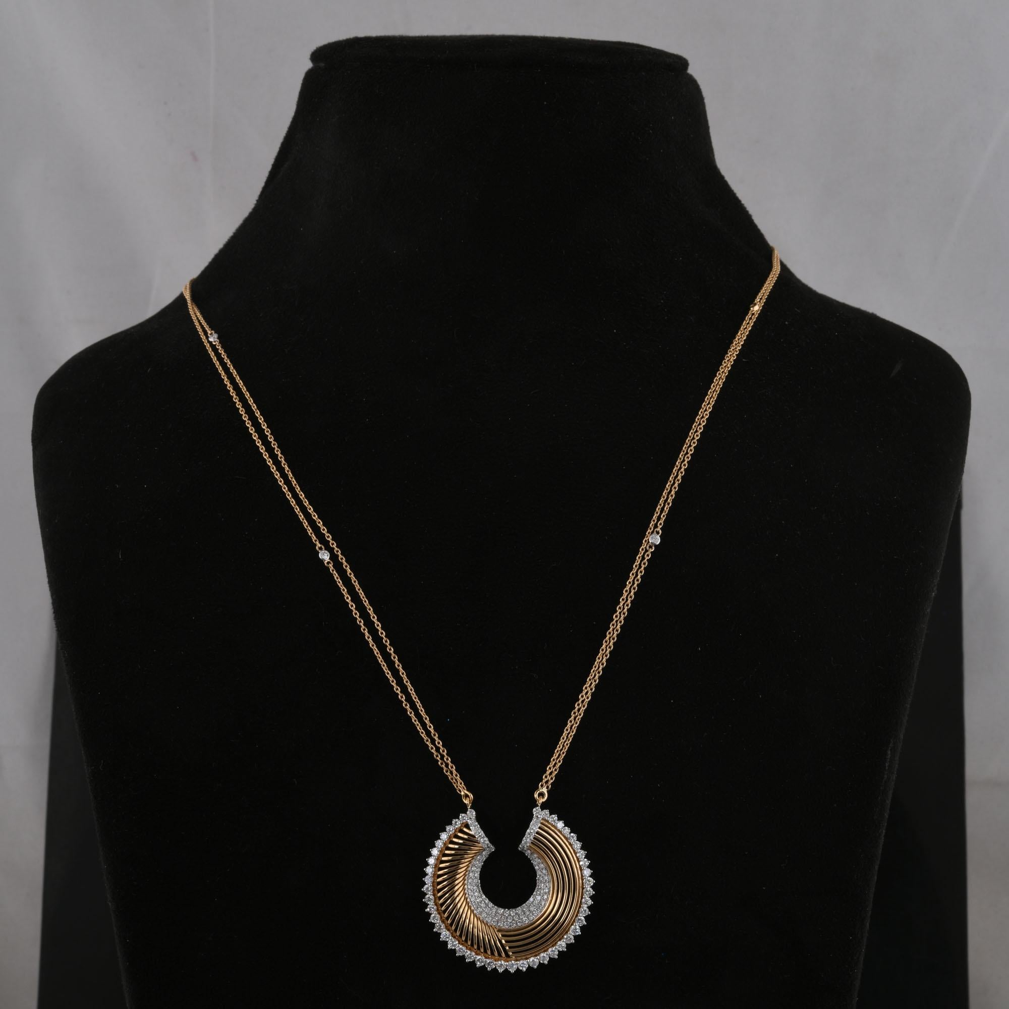 Donna 2,31 Carati Si Clarity HI Color Diamante Disegnatore Collana in Oro 14 Karati in vendita