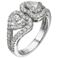 2.31 Carat Twin Heart Shape Diamond 18 Karat White Gold Cocktail Ring 2.31 Carat Twin Heart Shape Diamond 18 Karat White Gold Cocktail Ring