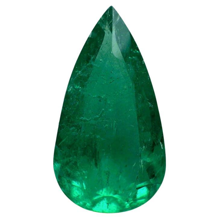 Esmeralda colombiana azul-verde viva de 2,31 quilates - Lágrima talla pera Nacimiento de Mayo