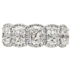 2.31 Carats Total Cushion Cut Diamond Halo Five-Stone Band