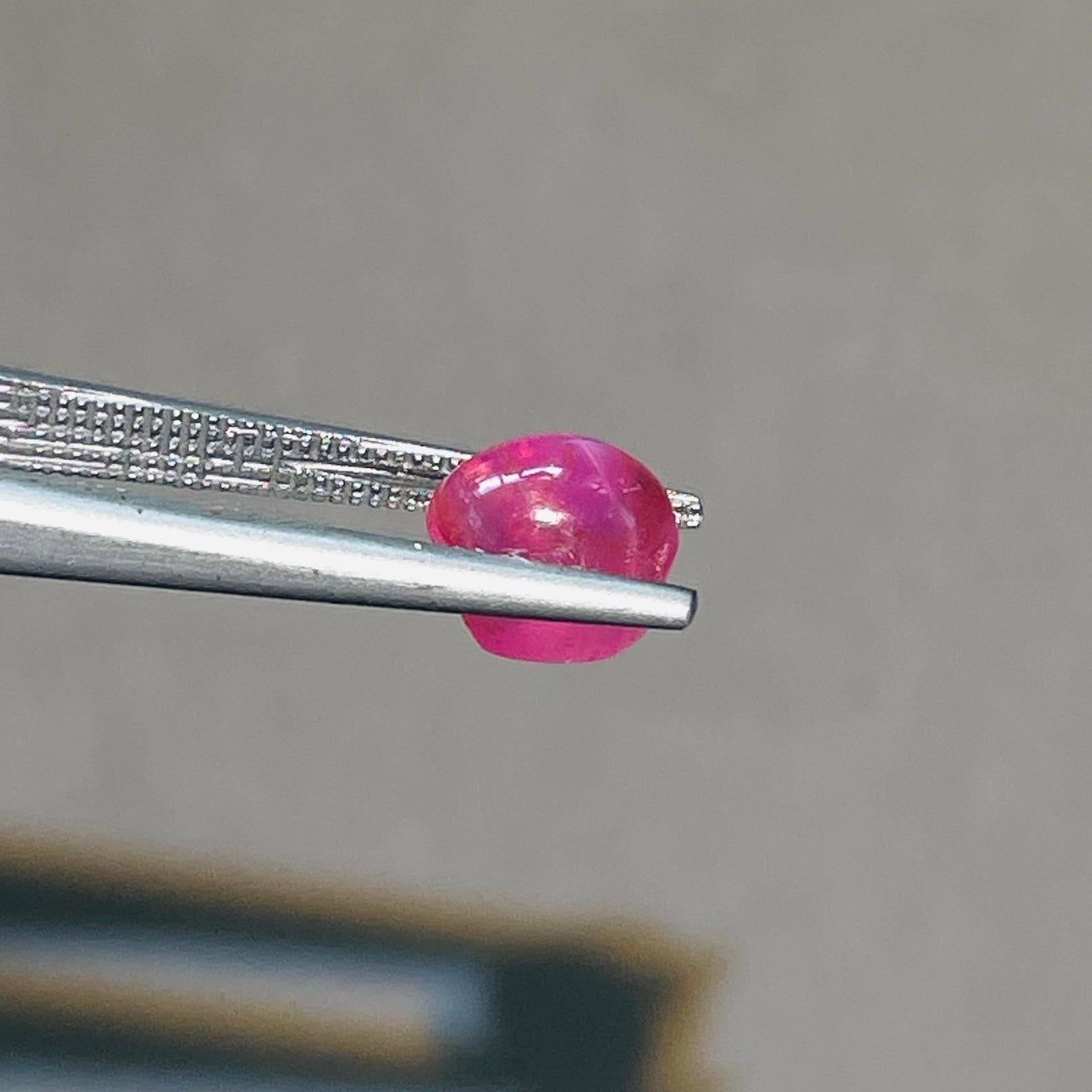 2.31 Ct ICA Certificate Natural Star Ruby unheated Burma transparent Pinkish red For Sale 4