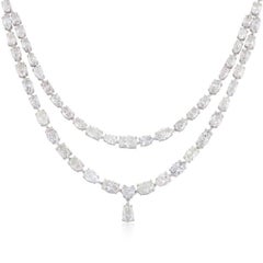 23.10 Carat 14 Karat Gold Multi Strand Diamond Necklace