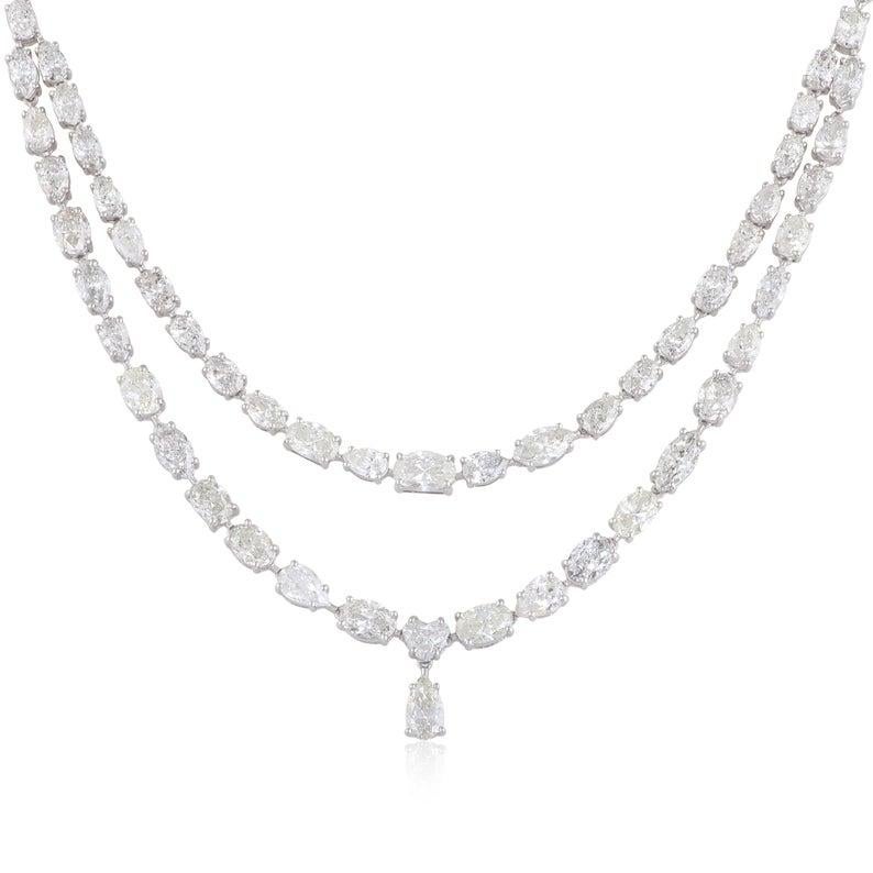 Modern 23.10 Carat 14 Karat Gold Multi Strand Diamond Necklace For Sale