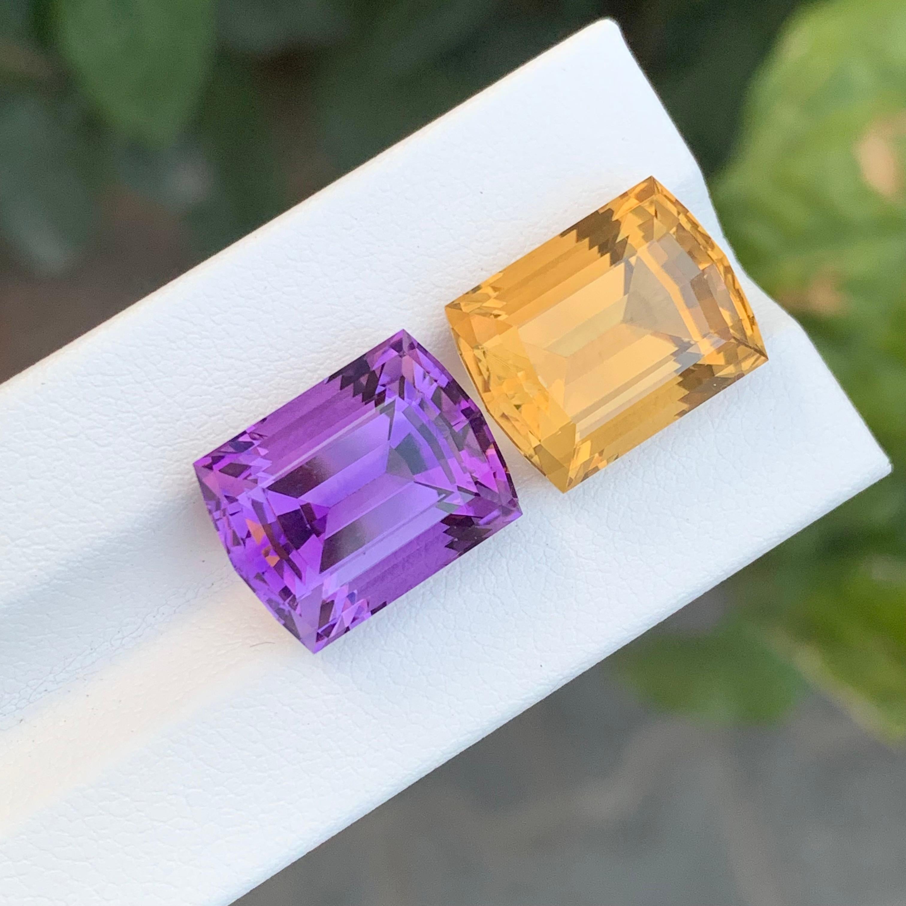 23.10 Karat natürlicher loser Amethyst Citrin Reverse Paar Edelsteine, umgekehrt im Angebot 4
