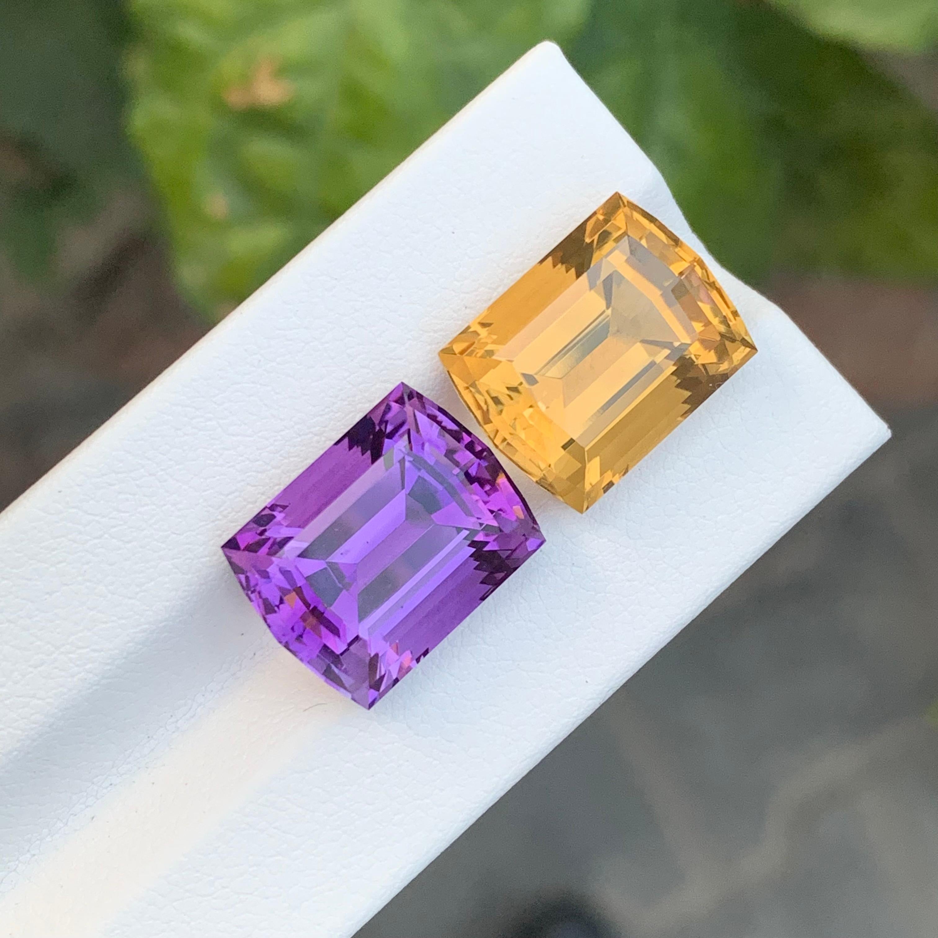 23.10 Karat natürlicher loser Amethyst Citrin Reverse Paar Edelsteine, umgekehrt im Angebot 5