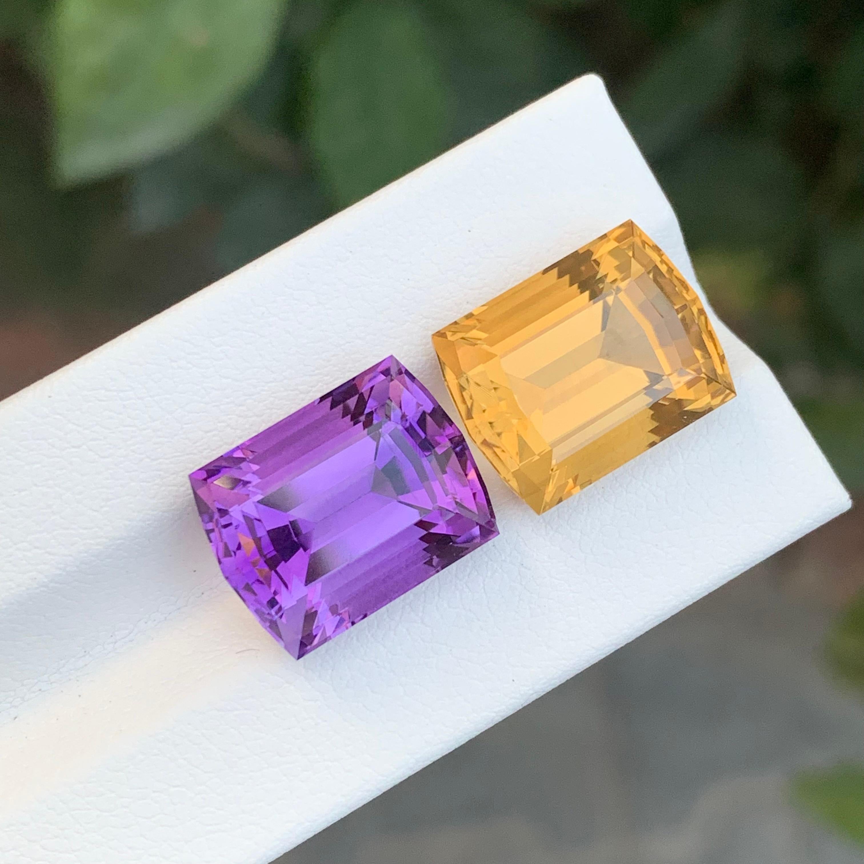 23.10 Karat natürlicher loser Amethyst Citrin Reverse Paar Edelsteine, umgekehrt im Angebot 6