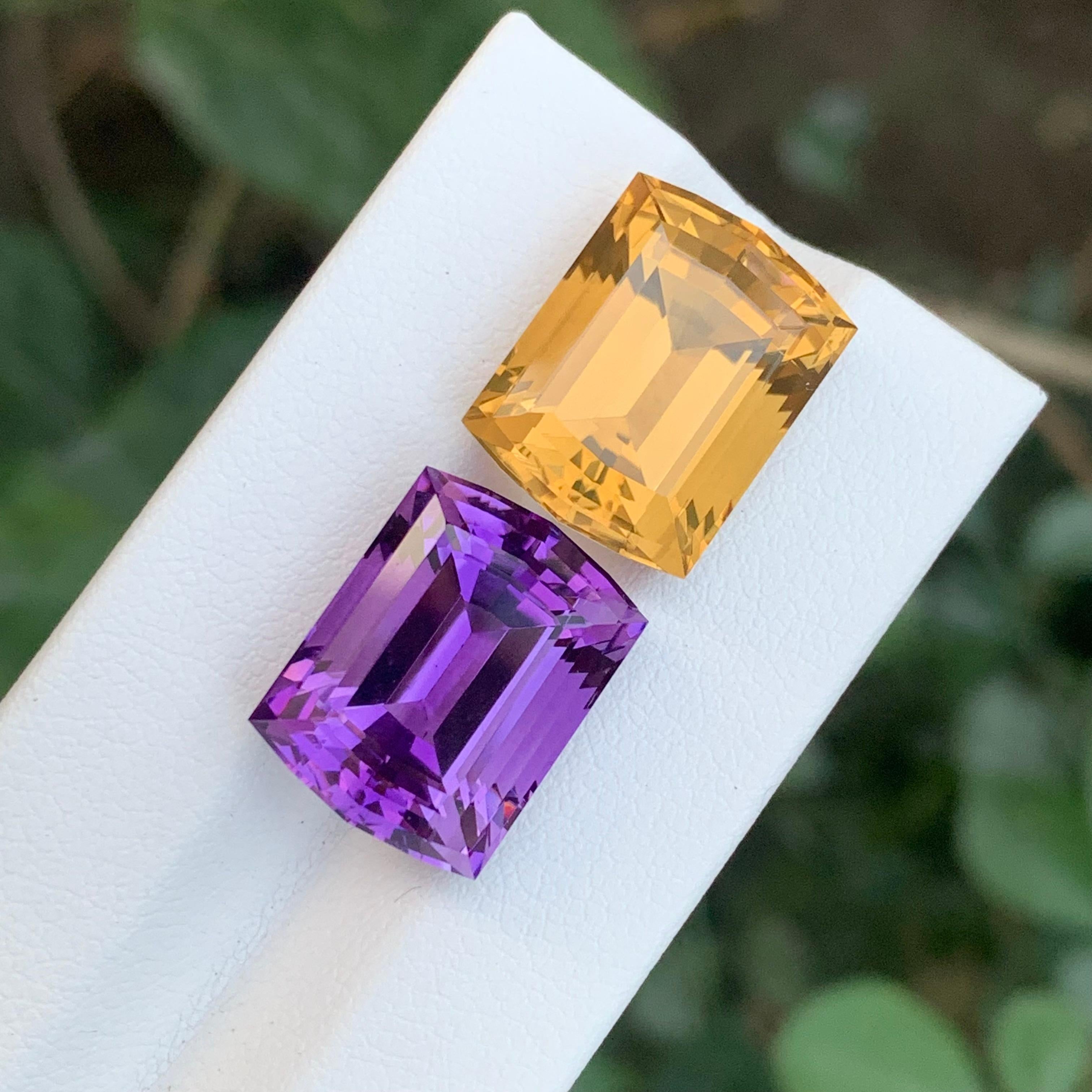23.10 Karat natürlicher loser Amethyst Citrin Reverse Paar Edelsteine, umgekehrt im Angebot 7