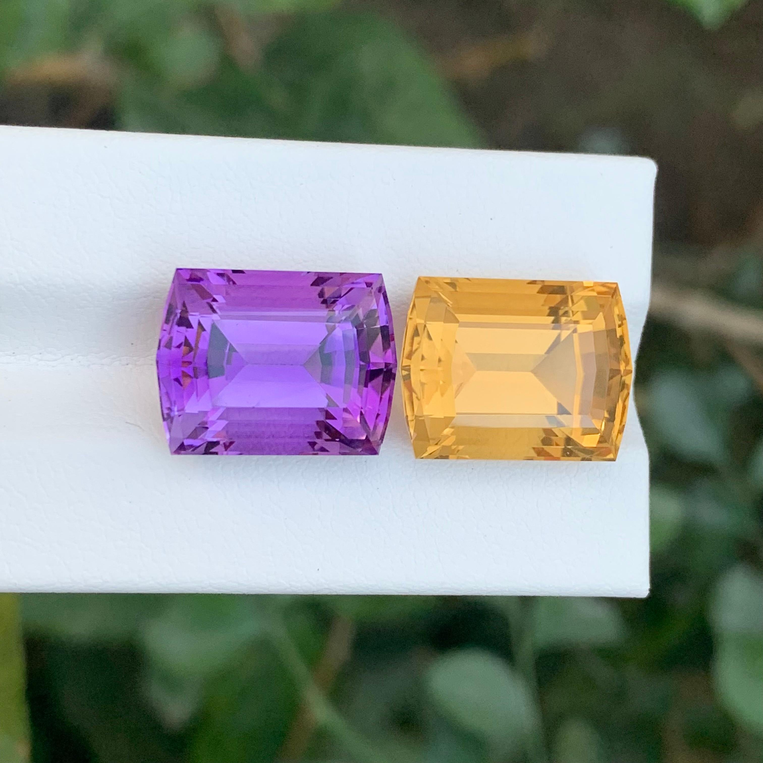 23.10 Karat natürlicher loser Amethyst Citrin Reverse Paar Edelsteine, umgekehrt (Arts and Crafts) im Angebot