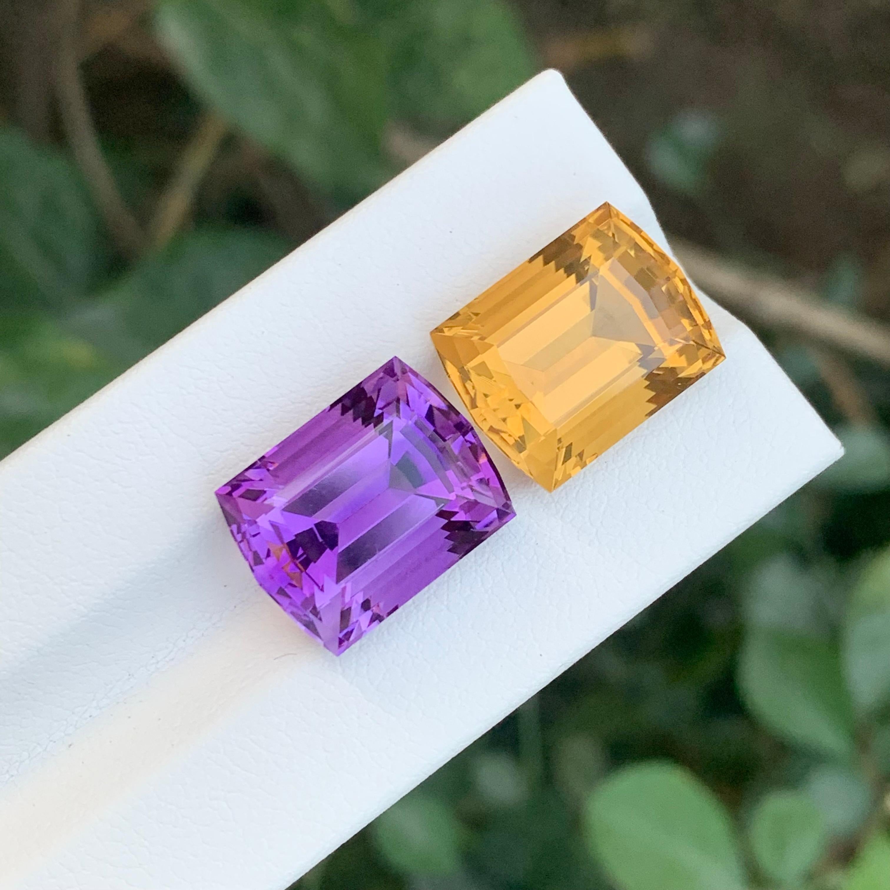 23.10 Karat natürlicher loser Amethyst Citrin Reverse Paar Edelsteine, umgekehrt (Asscher-Schliff) im Angebot