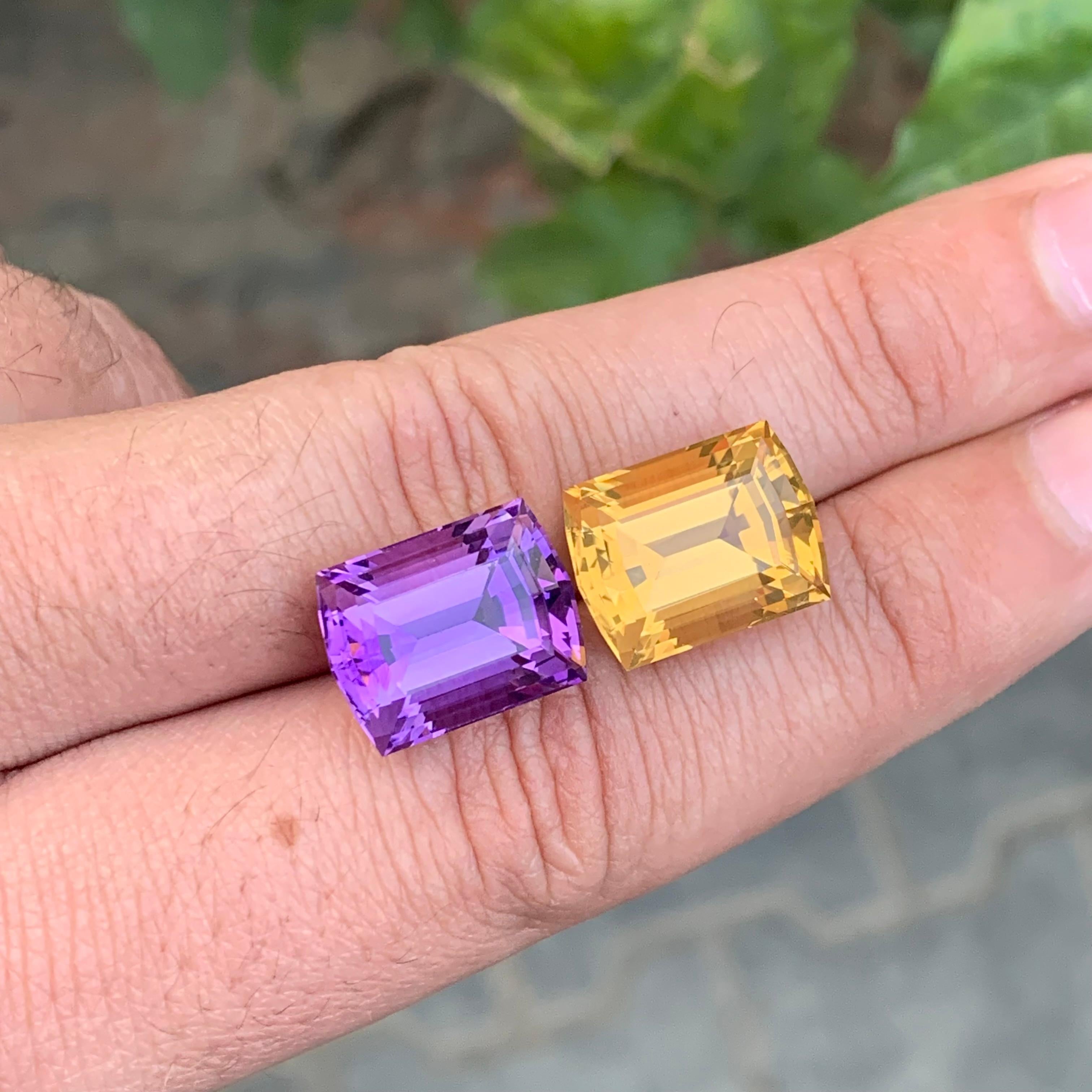 23.10 Karat natürlicher loser Amethyst Citrin Reverse Paar Edelsteine, umgekehrt im Zustand „Neu“ im Angebot in Peshawar, PK
