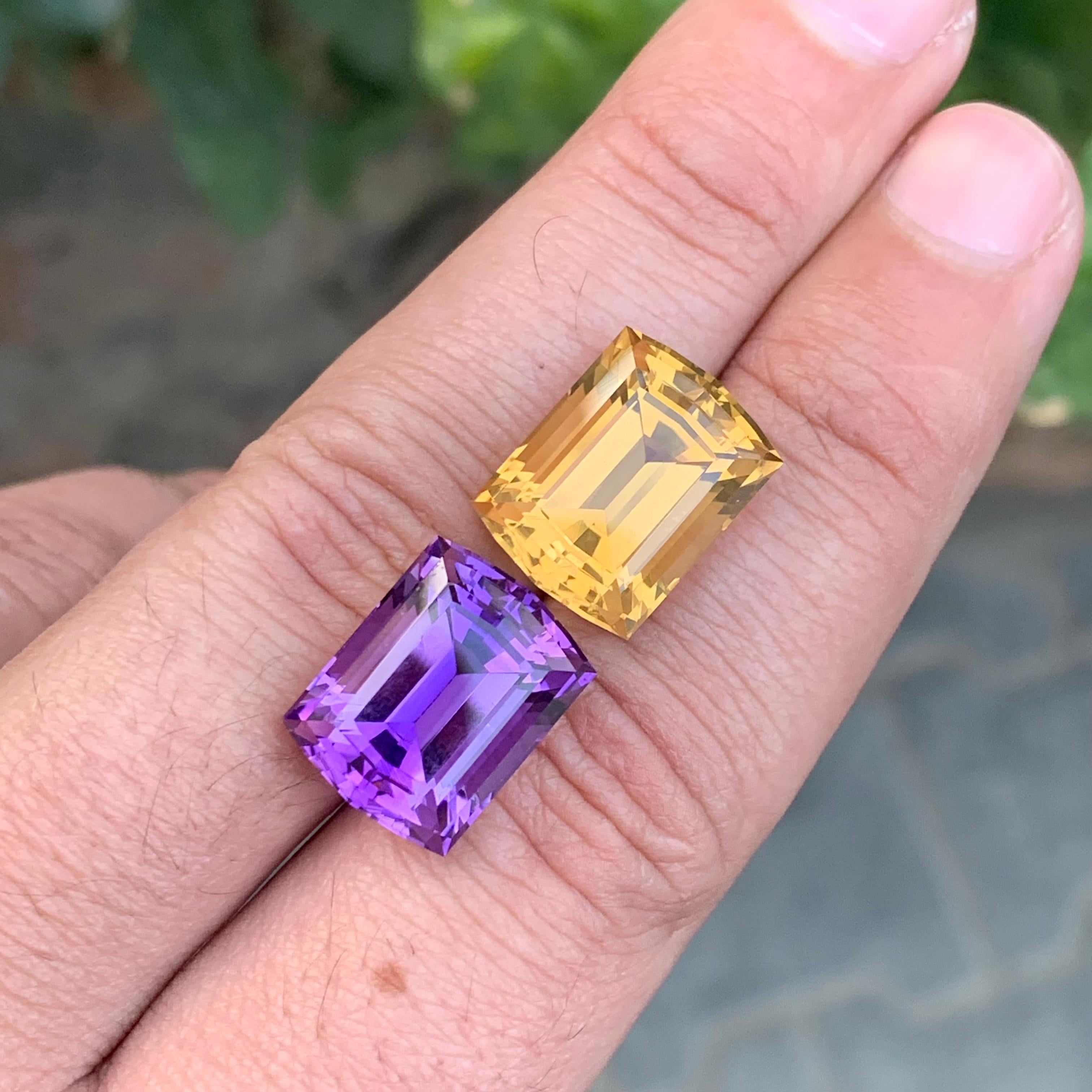 23.10 Karat natürlicher loser Amethyst Citrin Reverse Paar Edelsteine, umgekehrt für Damen oder Herren im Angebot