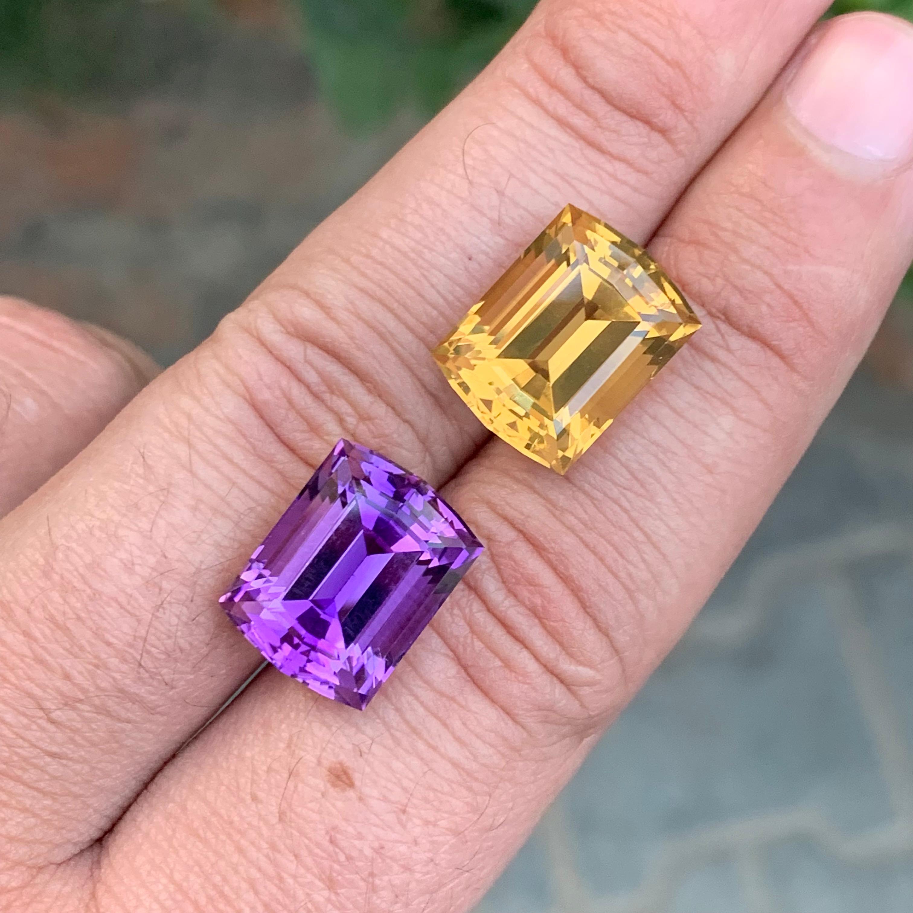 23.10 Karat natürlicher loser Amethyst Citrin Reverse Paar Edelsteine, umgekehrt im Angebot 1