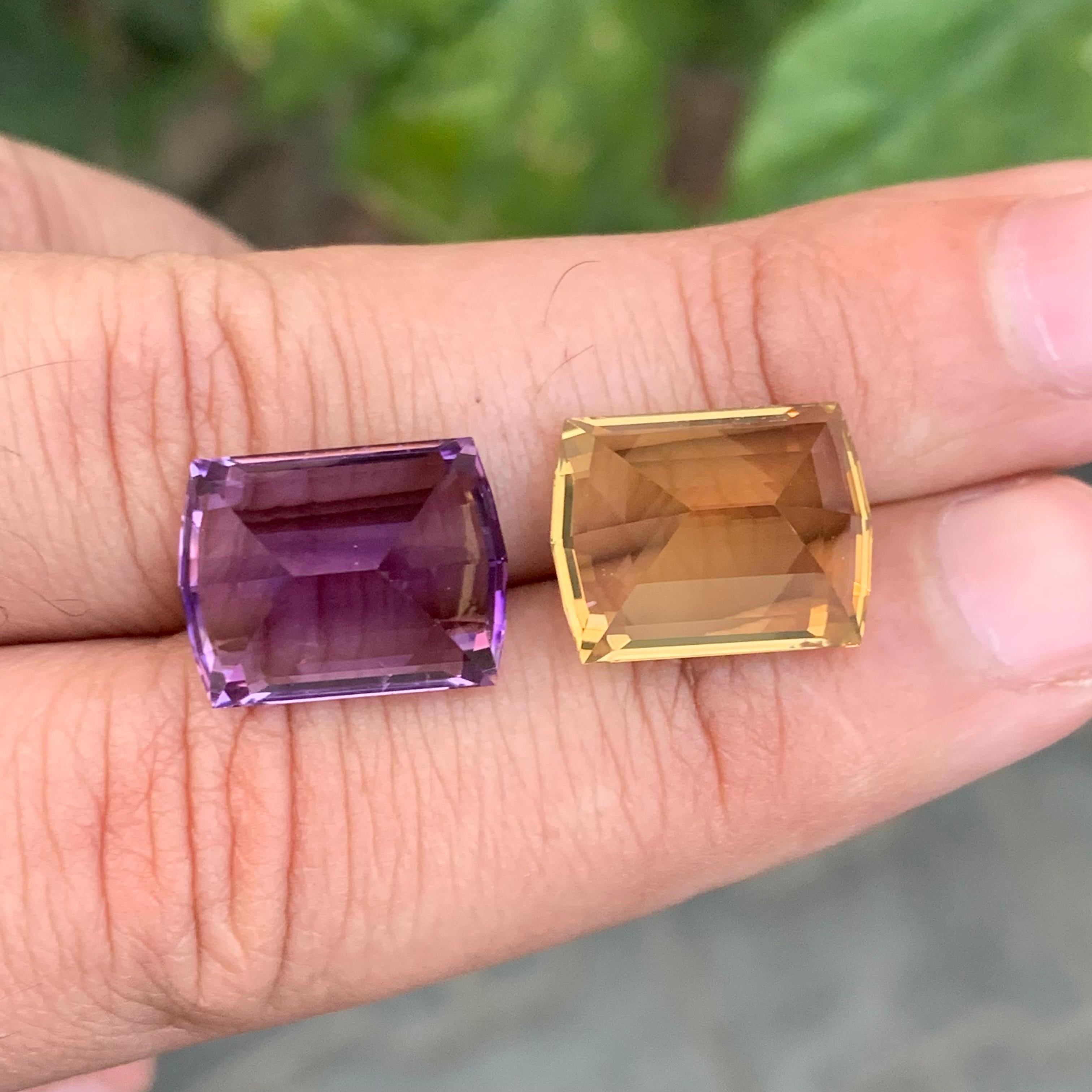 23.10 Karat natürlicher loser Amethyst Citrin Reverse Paar Edelsteine, umgekehrt im Angebot 2