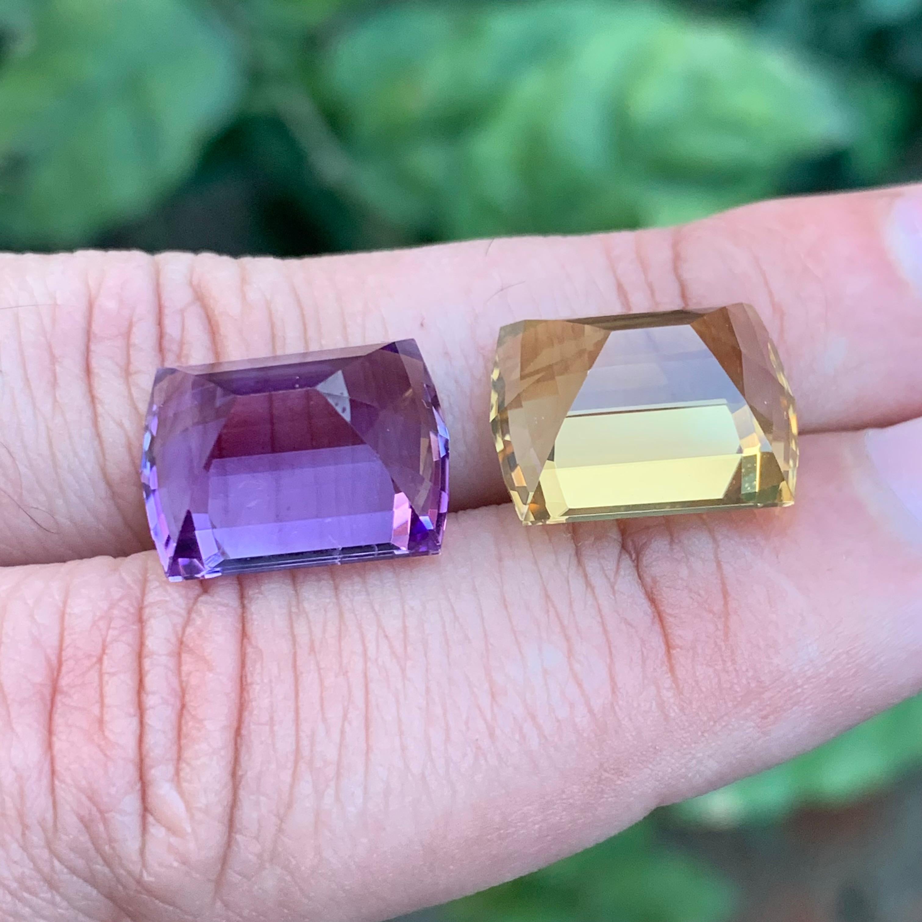 23.10 Karat natürlicher loser Amethyst Citrin Reverse Paar Edelsteine, umgekehrt im Angebot 3