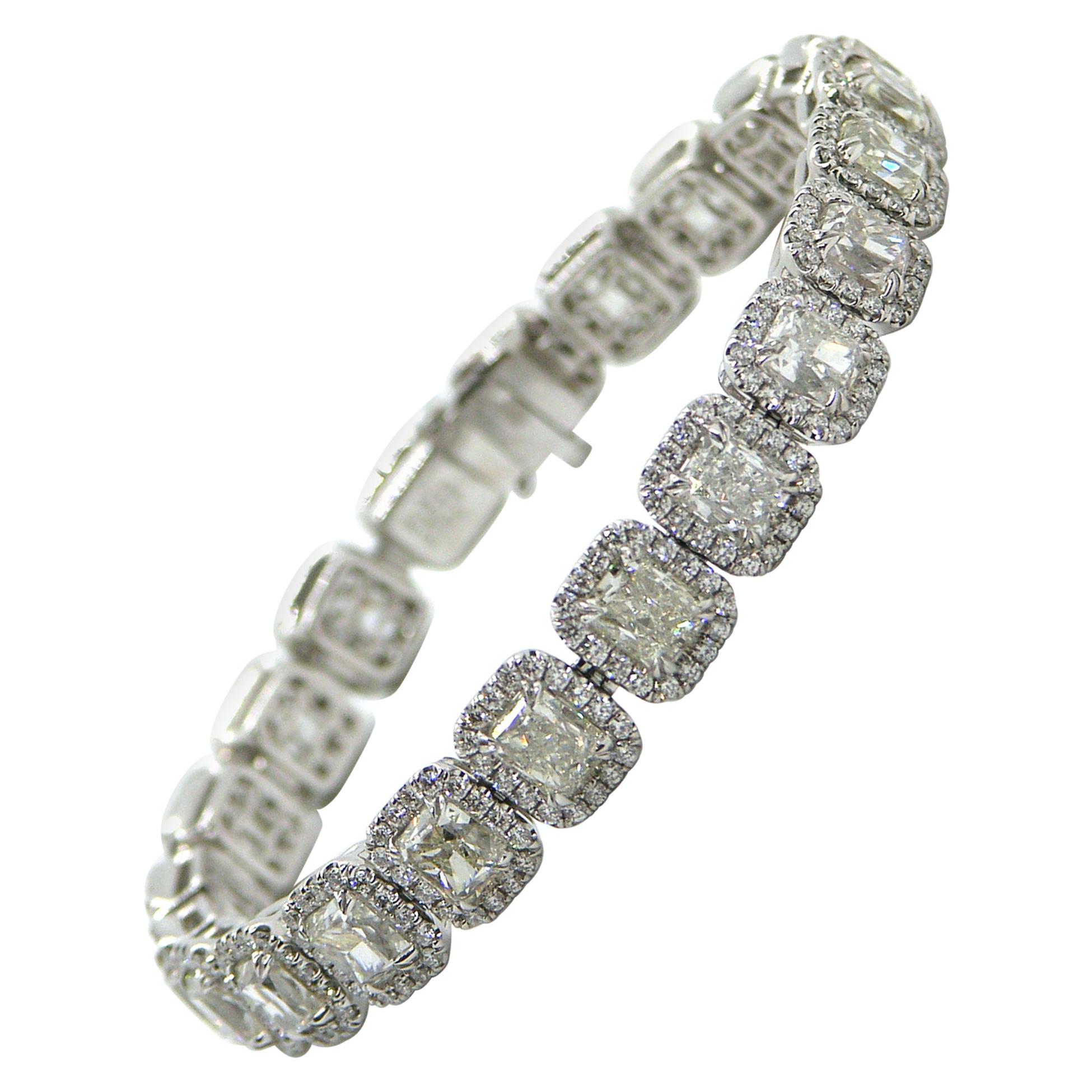 23.10 Carat Radiant Cut Diamond Bracelet - 18K White Gold