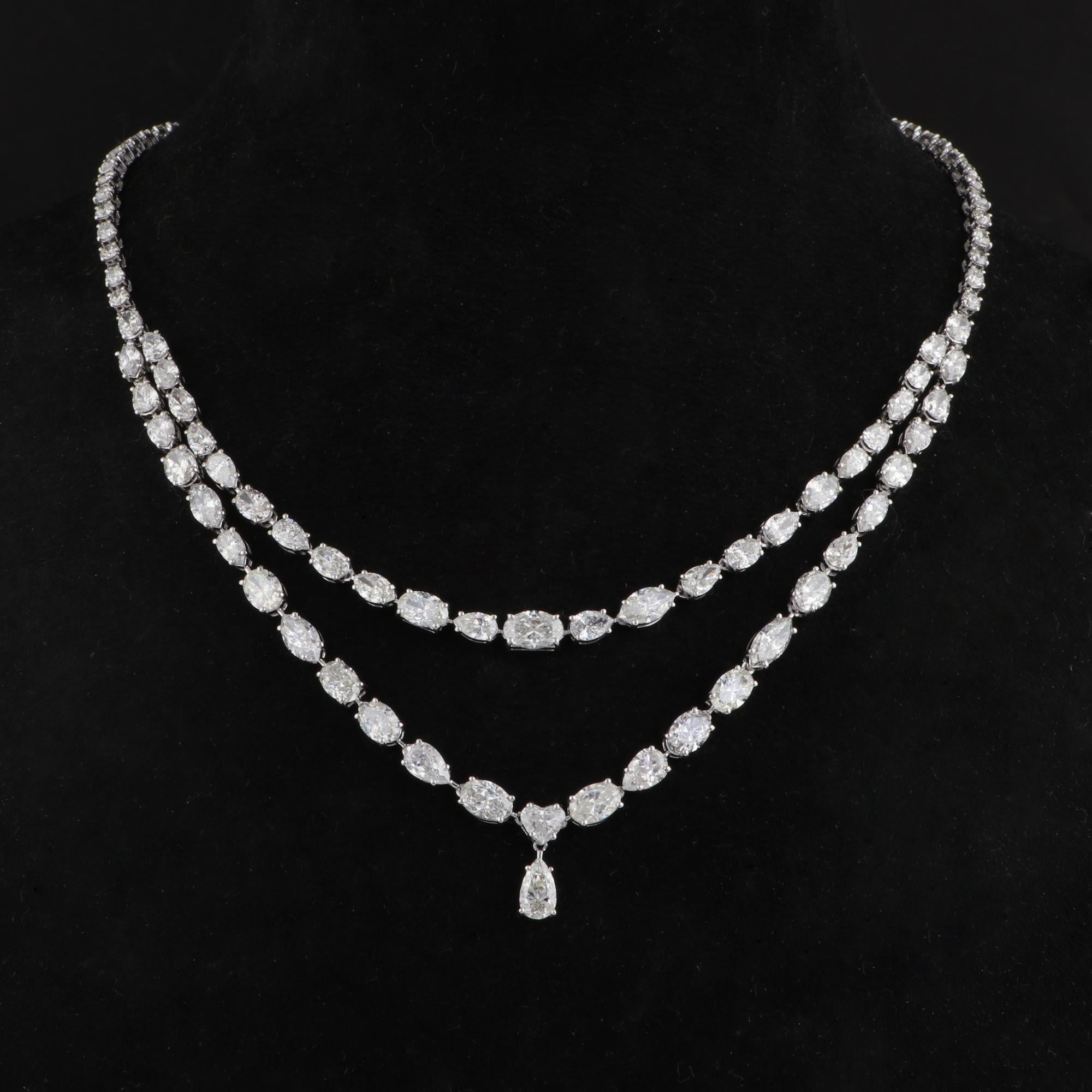 23,10 Karat SI/HI Birnenmarquise Oval Herz Diamant-Halskette 14 Karat Weißgold (Moderne) im Angebot
